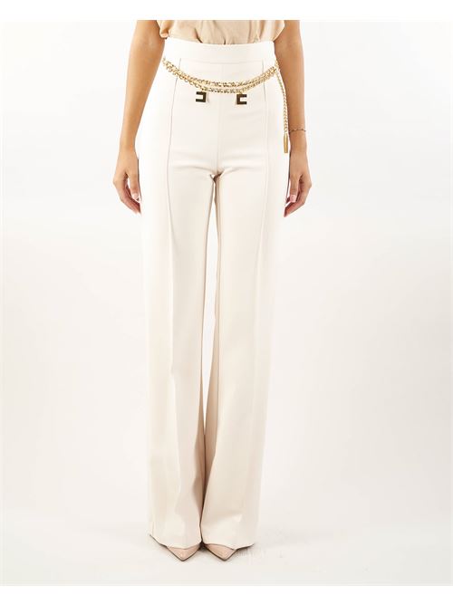 Pantalone a palazzo in crêpe stretch con cintura Elisabetta Franchi ELISABETTA FRANCHI | Pantalone | PAT3546E2193